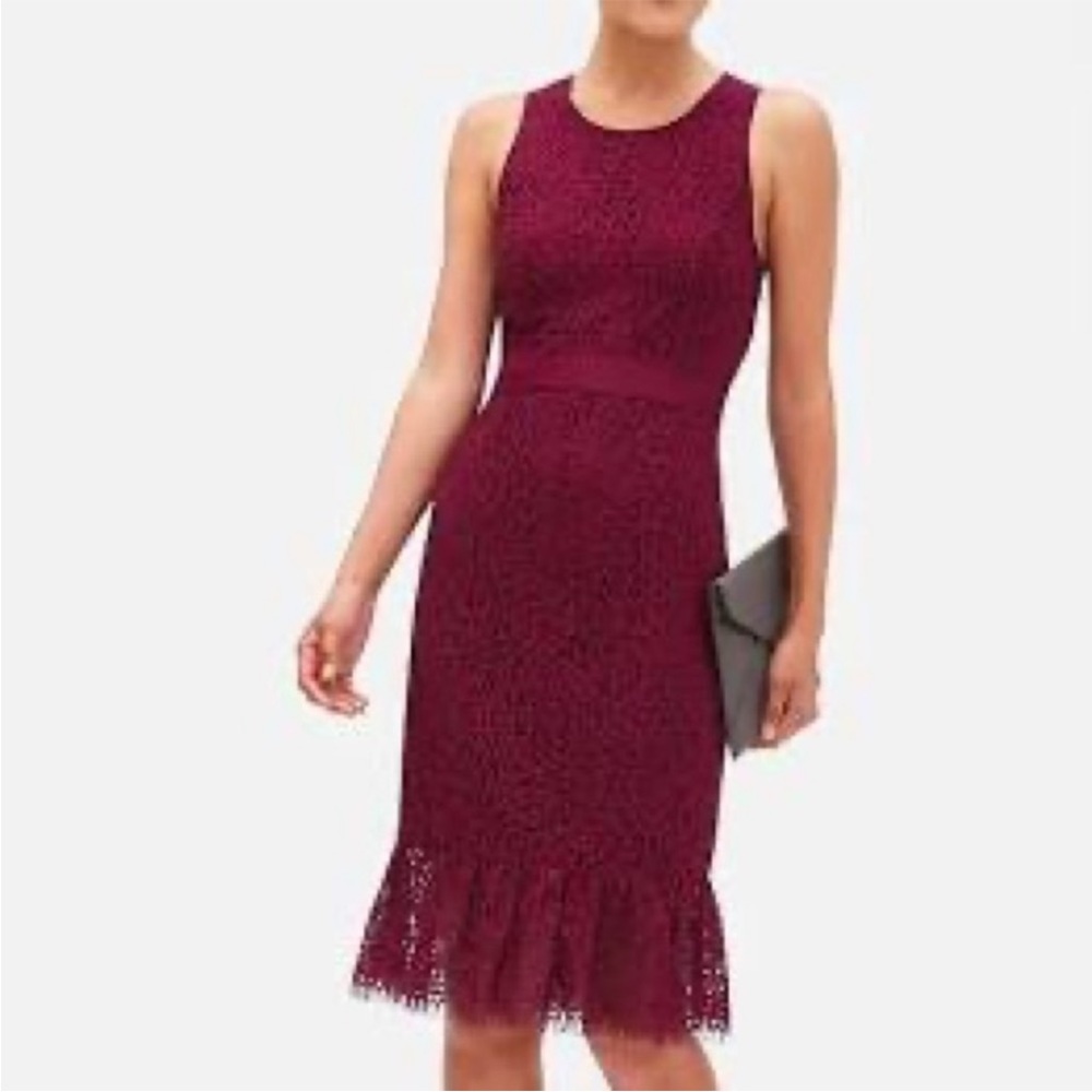 Banana Republic Burgundy Lace Midi Dress